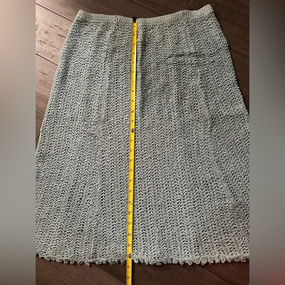 Pallas Original Knit Crochet S Skirt Irish Linen A-Line Midi Sheer Green RARE M - Picture 8 of 8